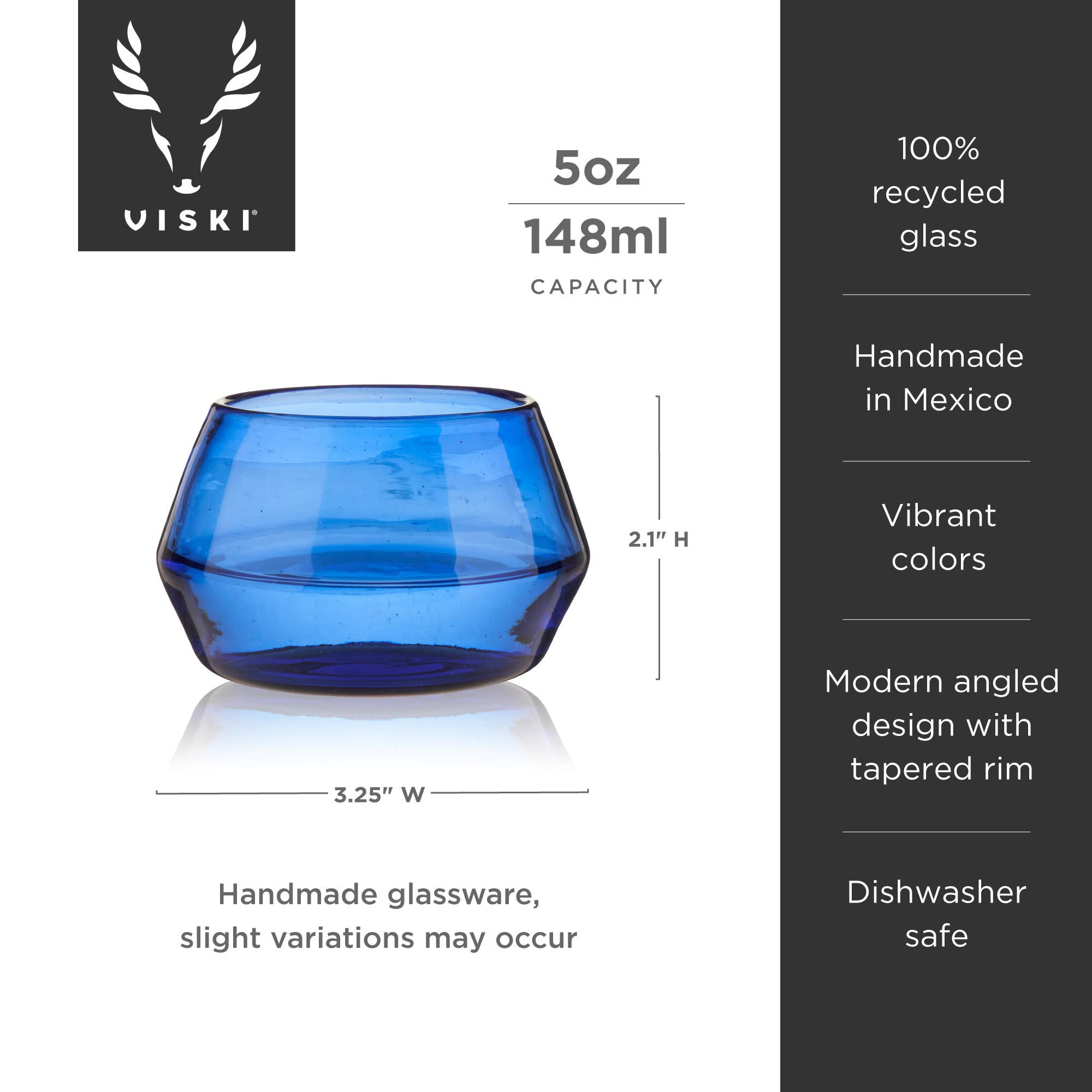 Viski - Vente Verres à cocktail/alcool - Copita en verre recyclé fait main en cobalt tequila6