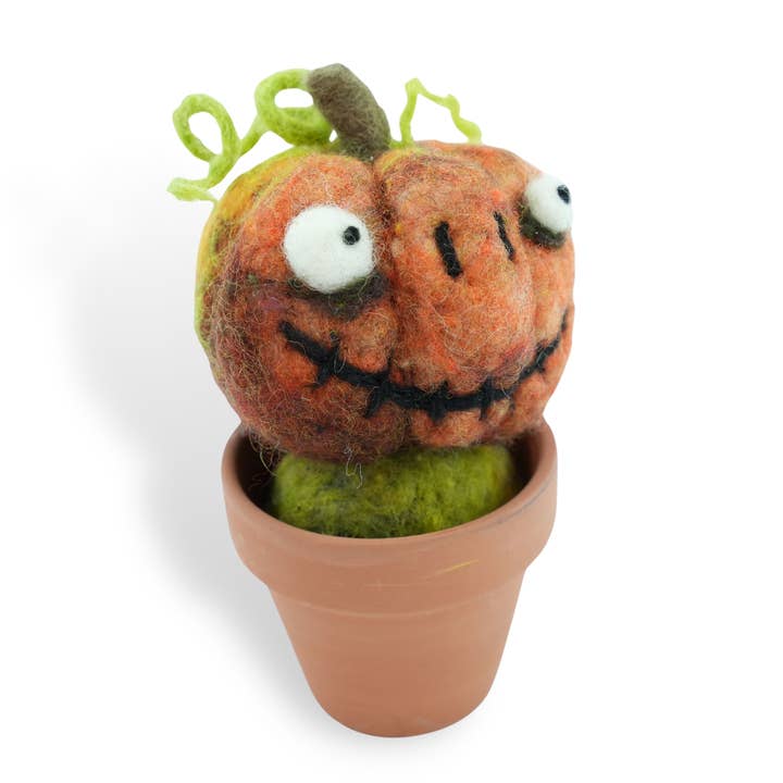 Handmade Wool Needle Felted Pumpkin Plant for wholesale by Woolbuddy
