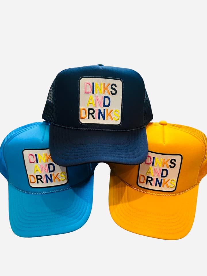 "Dinks And Drinks" Pickle-ball Trucker Hat for wholesale by Après Babe