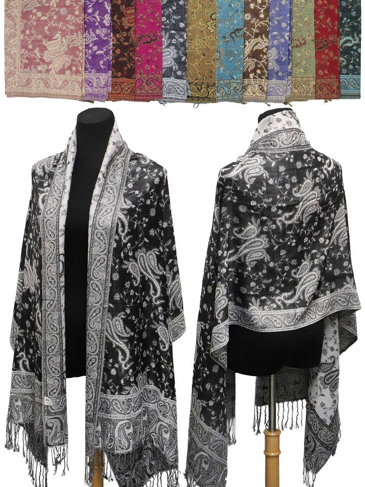 Paisley Floral Garden Pashmina Shawl Scarf for wholesale by Cap Zone