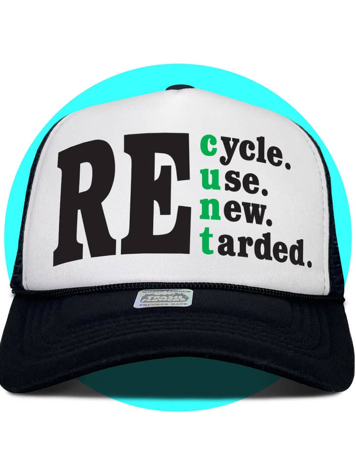 Journée de la Terre Recycler Réutiliser Renouveler Casquette de Camionneur Retardée pour la vente par Trash Flowers Trucker Hats