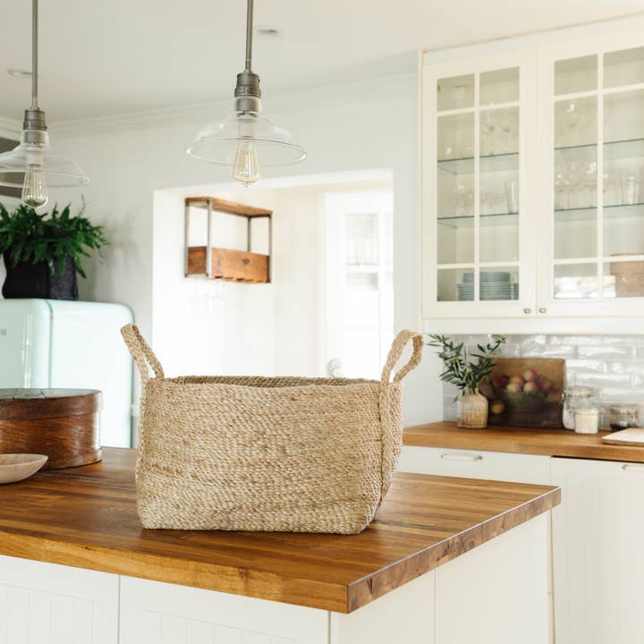 Will & Atlas - Wholesale Basket - Rectangular Floor Basket with handle, jute - small