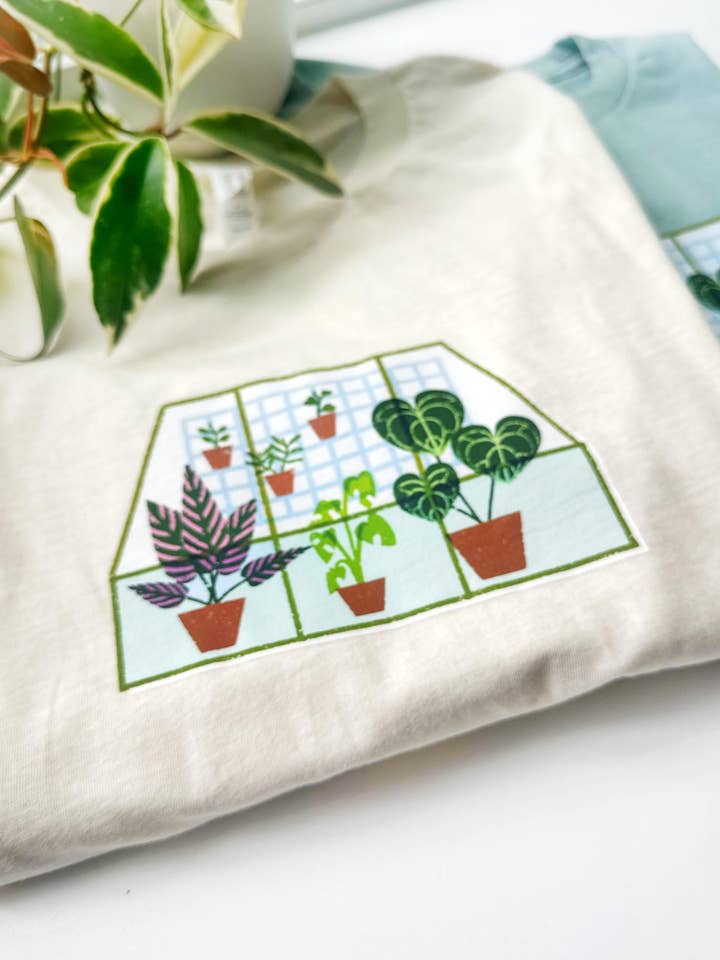 Katie May Designs - Wholesale Screen Printed T-Shirt - Women's - Greenhouse Houseplant Lover Leaf T-Shirt3