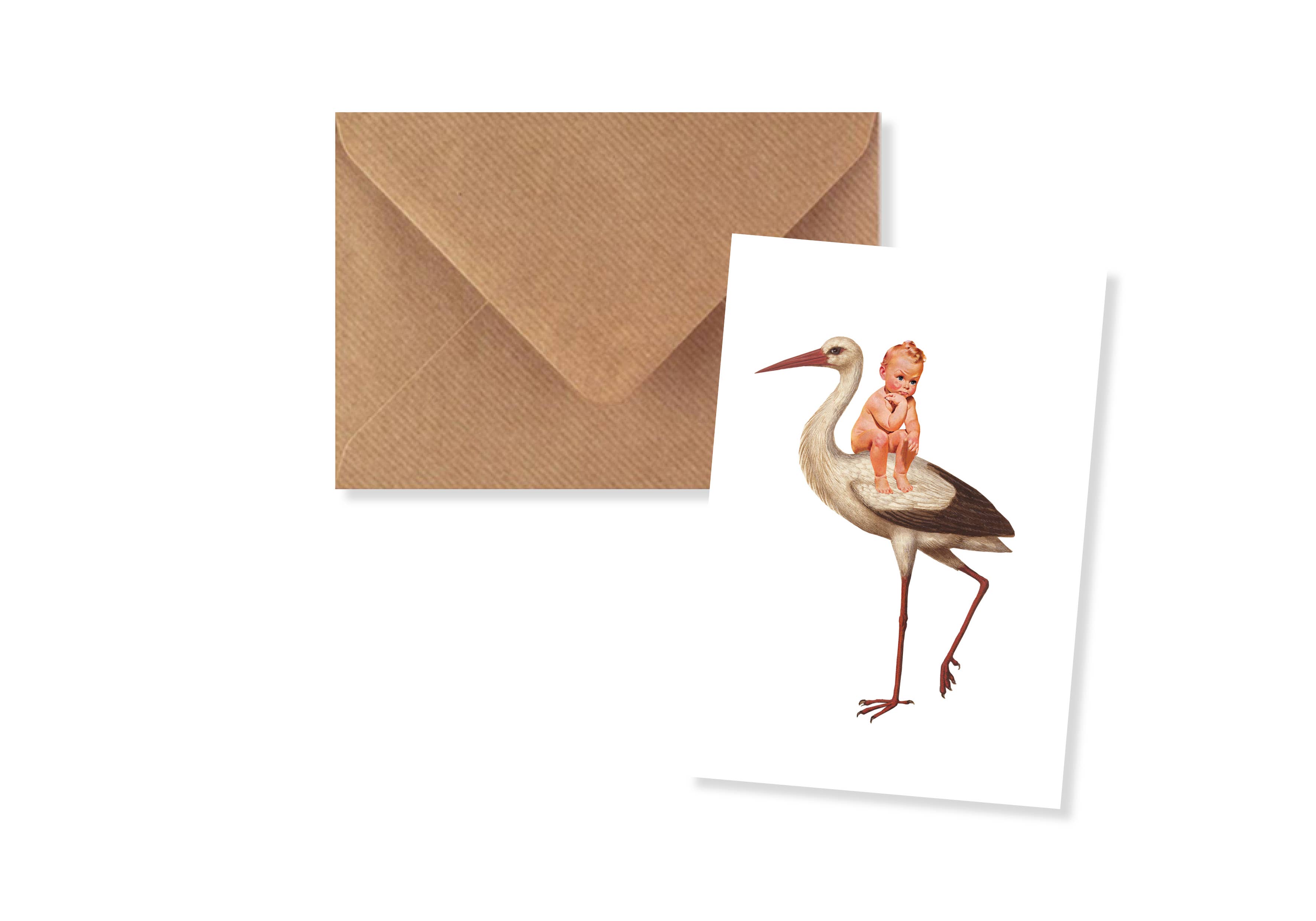 Lylies - Wholesale Christmas Card - Mini card with envelope collage baby and stork