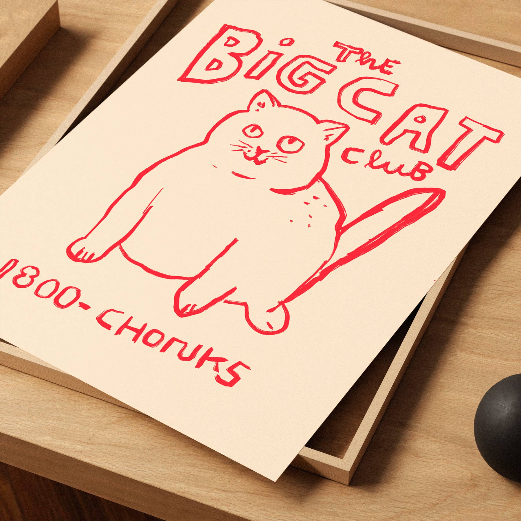 Kuku Studio - Wholesale Kunstprint - Big Cat Club Print - Chonk Cat Lovers kunstilustratie cadeau1