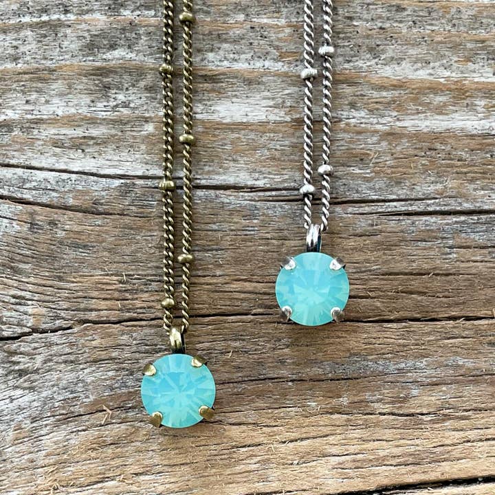 Christine Stoll | Altered Relics - Wholesale Pendant/Charm Necklace - Pacific Opal Aqua Vintage Rhinestone Necklace