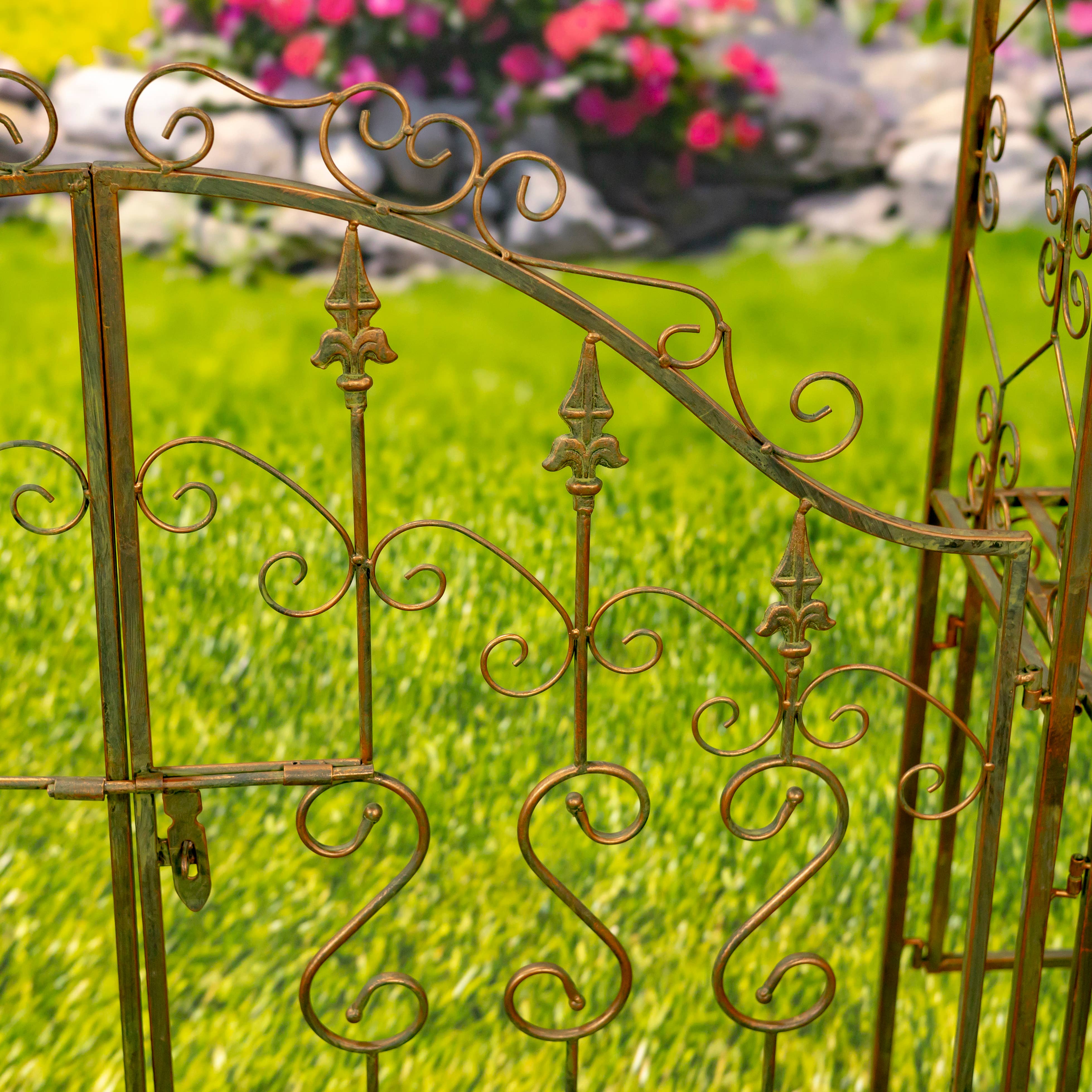 Zaer Ltd. International - Vente Bibelots/décorations d'extérieur - Arche de jardin de 96 po de haut avec 2 supports latéraux pour plantes bicolores12