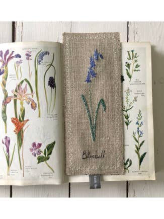 Bluebell Flower Embroidered Bookmark for wholesale by Sarah Becvar Design