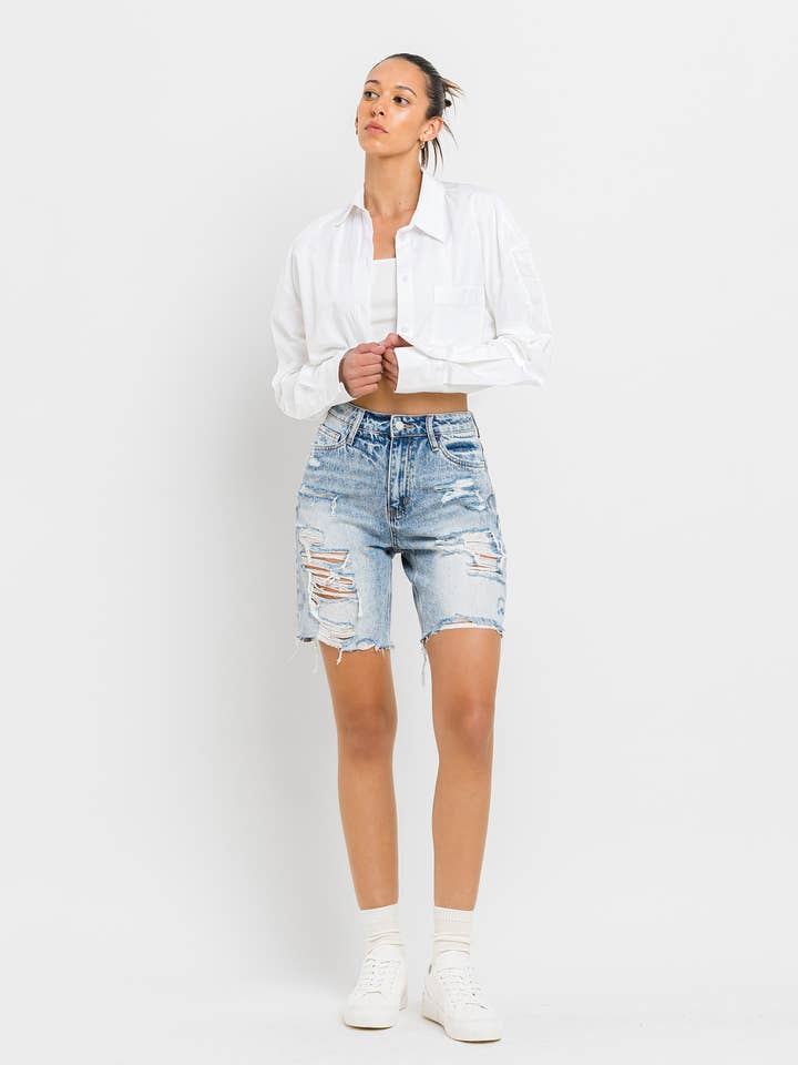 SUPER HIGH RISE BERMUDA SHORTS V2770 for wholesale by VERVET by FLYING MONKEY