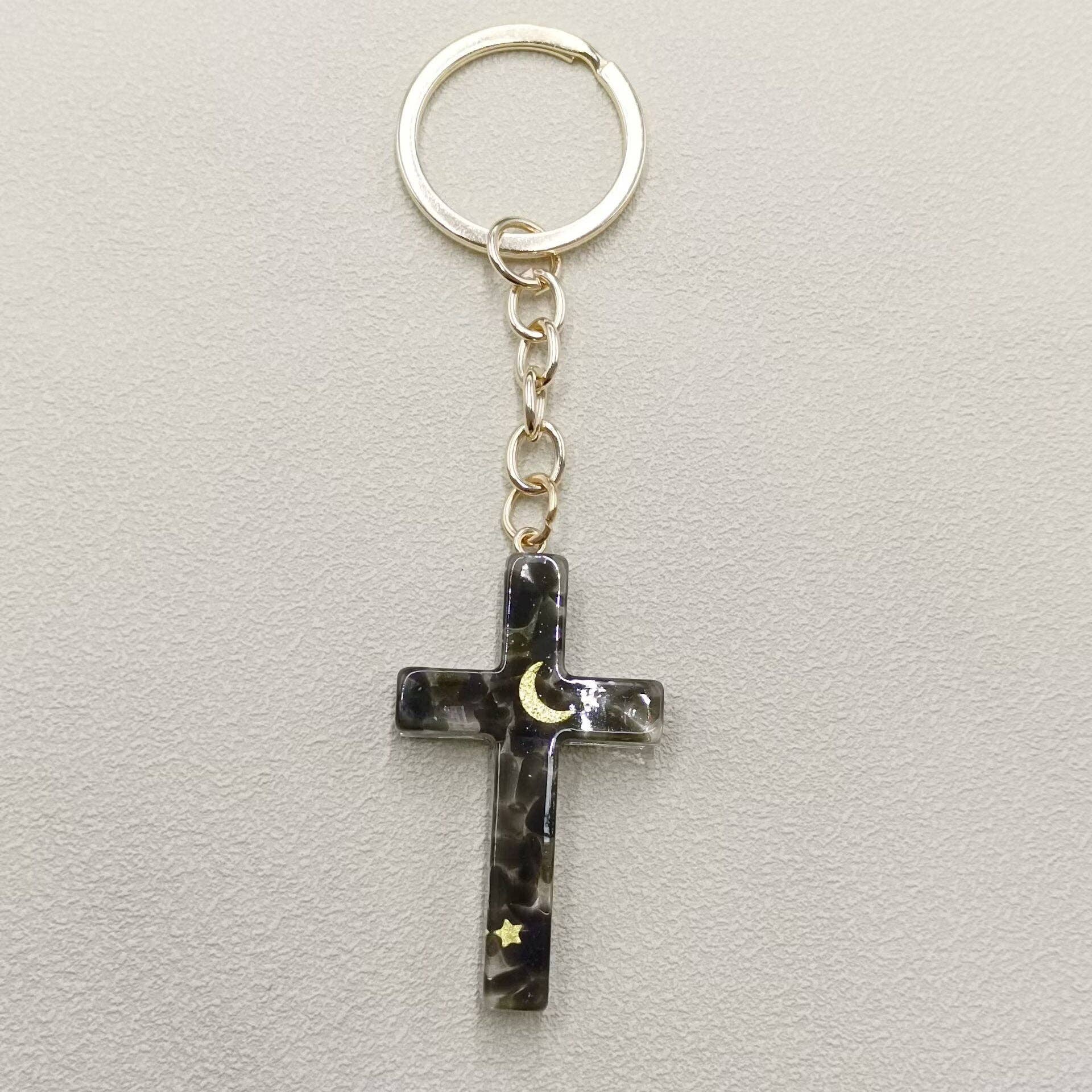 Mio Queena - Vente Porte-clés – femme - Porte-clés Ornements de Sac en Résine de Gravier Multi-style avec Breloque Croix12