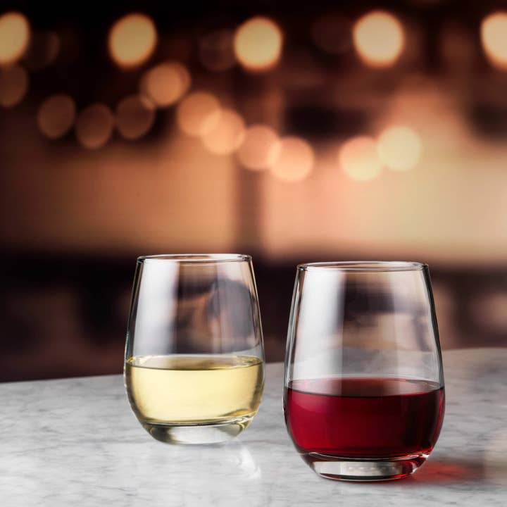 Libbey - Wholesale Wine Glass - Libbey Stemless Glasses, Clear, 15.25-ounce, Set of 12