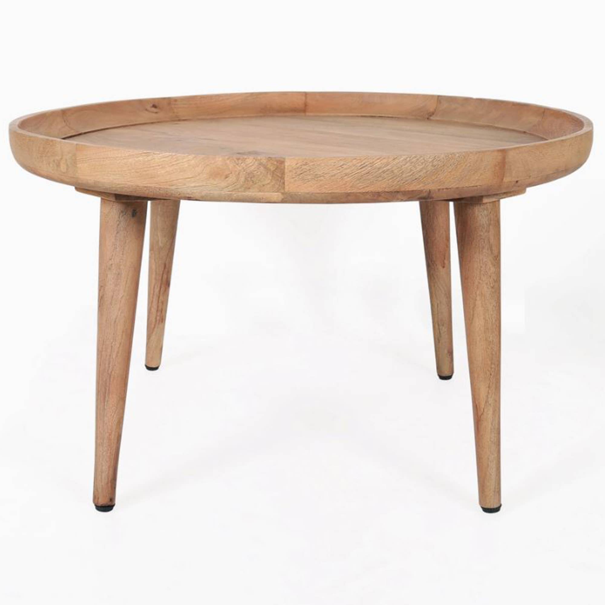 Heritage Lace - Wholesale Coffee Table - Natural Mango Wood 32" Round Tray Coffee Table With Lip7