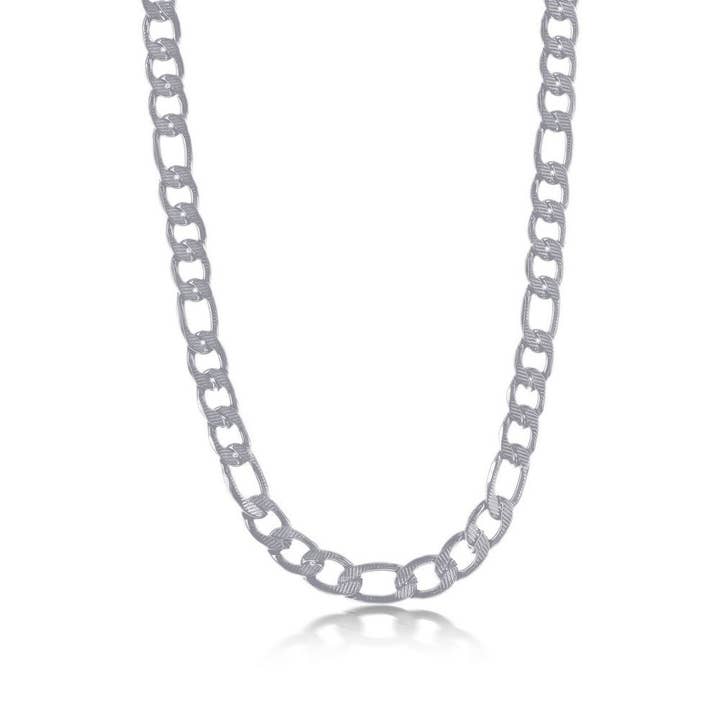 Collier en acier inoxydable avec chaîne Figaro texturée de 8 mm pour la vente par Metallo