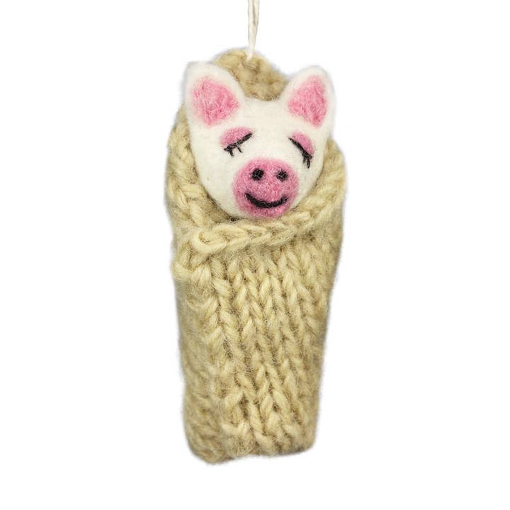 Ornement de porcelet confortable pour la vente par dZi Handmade