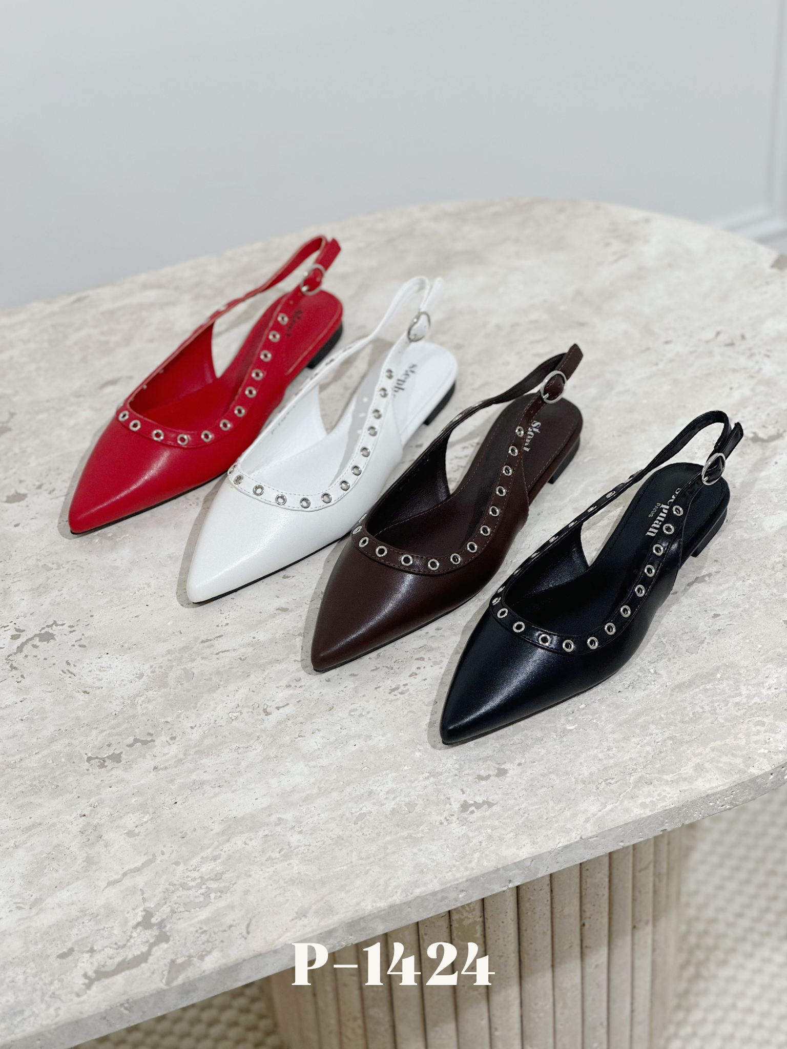 Stephan Paris – Engroshandel Sko med lave hæle – Kvinder – Slingback i kunstlæder med øjer P-14243