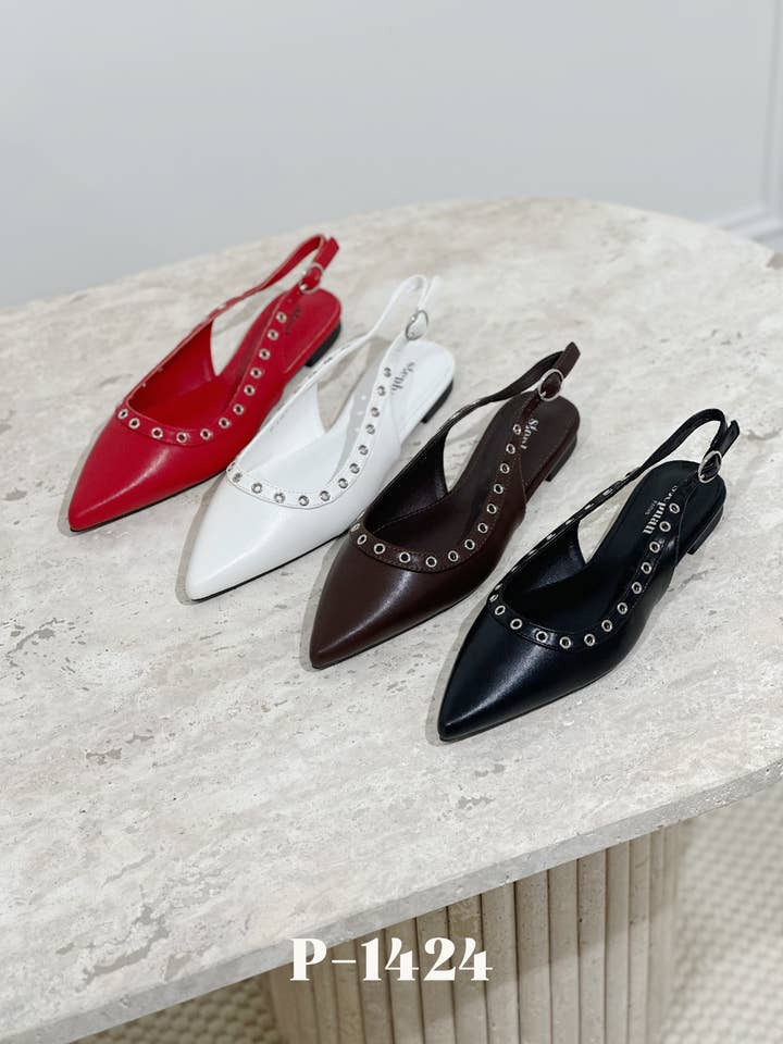 Stephan Paris – Engroshandel Sko med lave hæle – Kvinder – Slingback i kunstlæder med øjer P-14243