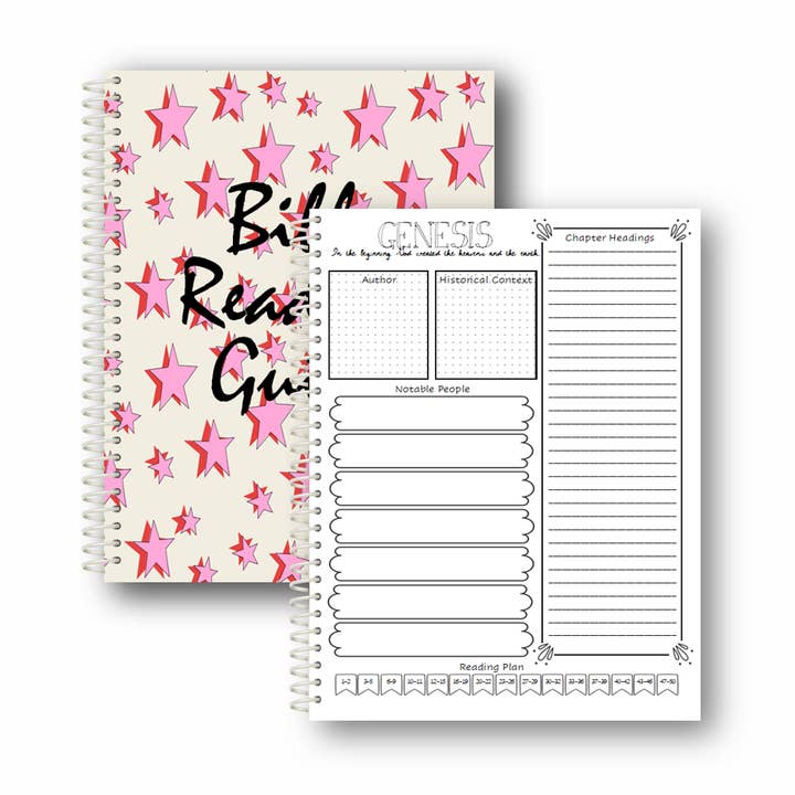 Lamp Light Journals - Vente Journal intime - Guide de lecture de la Bible, journal à spirales, couverture étoilée0