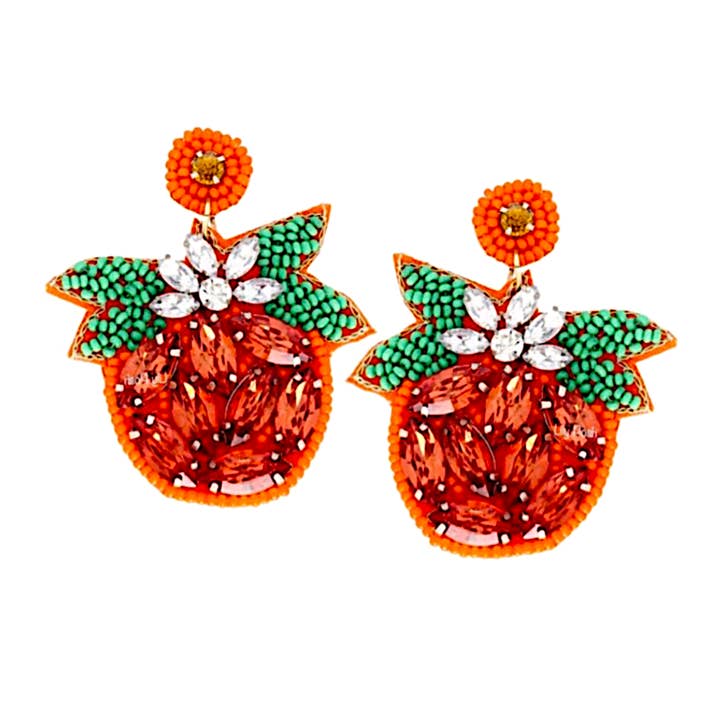 Orecchino a Zucca con Perline, Orecchino Autunnale con Perline di Vetro per la vendita all'ingrosso da parte di Lily Posh