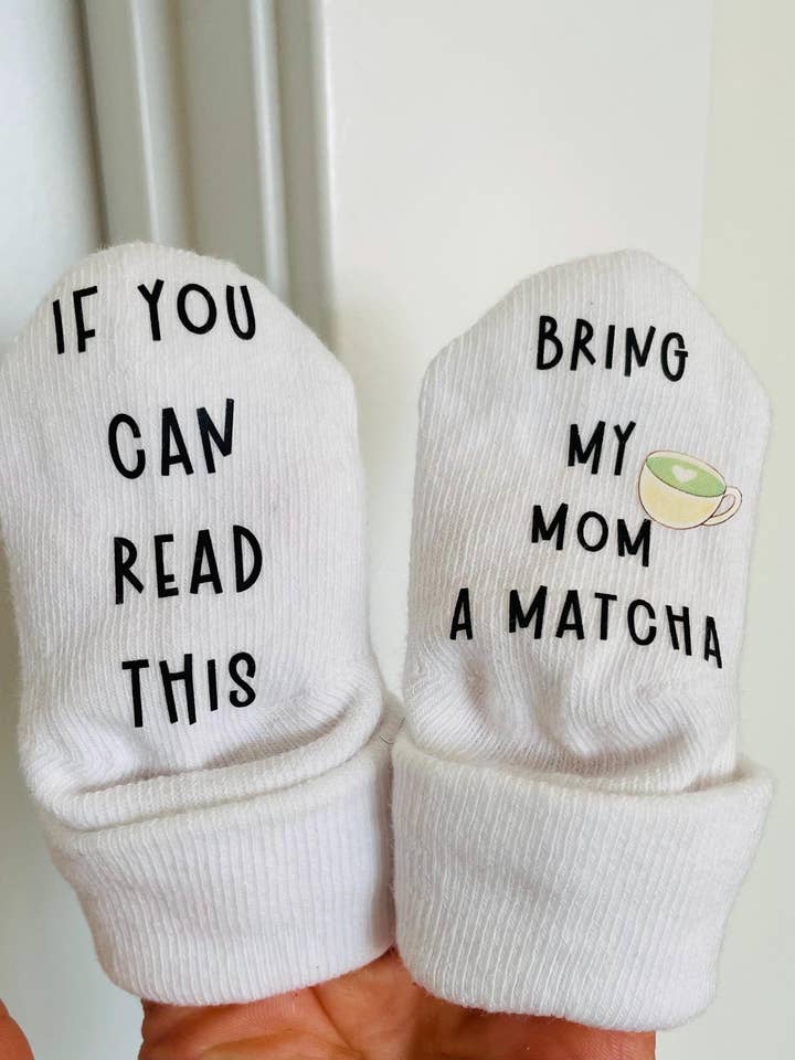 Unisex Baby Socks - Bring My Mom A Matcha Gift for wholesale by Tiny Toes Market