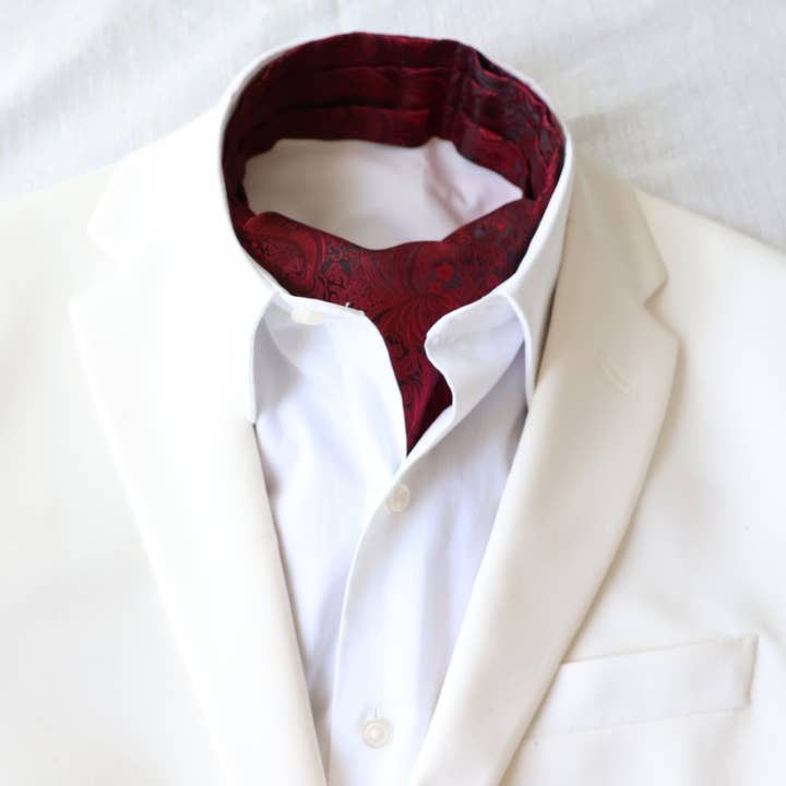 Tie Mood - Wholesale Stropdas - Heren - Bordeauxrode Paisley Ascot stropdas