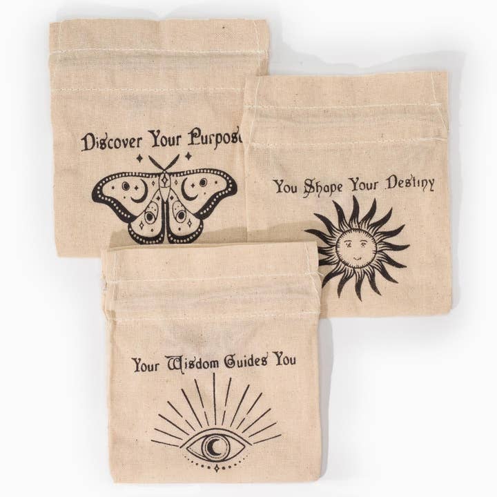 AW Artisan - Wholesale Gift Bag - 12x Esoteric Bags - Natural and Black (4x 3 designs)1