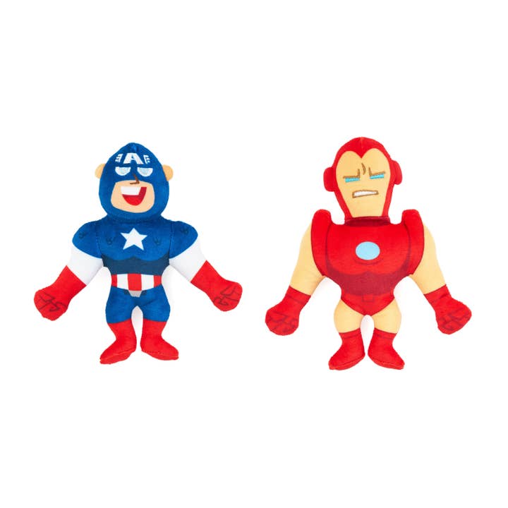 ZippyPaws - Wholesale Pet Plush Toy - Dog - Marvel Plush 2-Pack - Captain America & Iron Man -U.S. Only