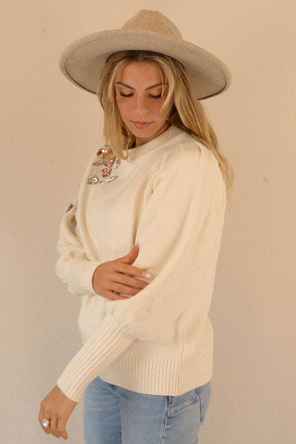 Ambiente - Wholesale Knit Sweater - Women's - HOLIDAY CRYSTAL APPLIQUES SWEATER - W2309JO730495