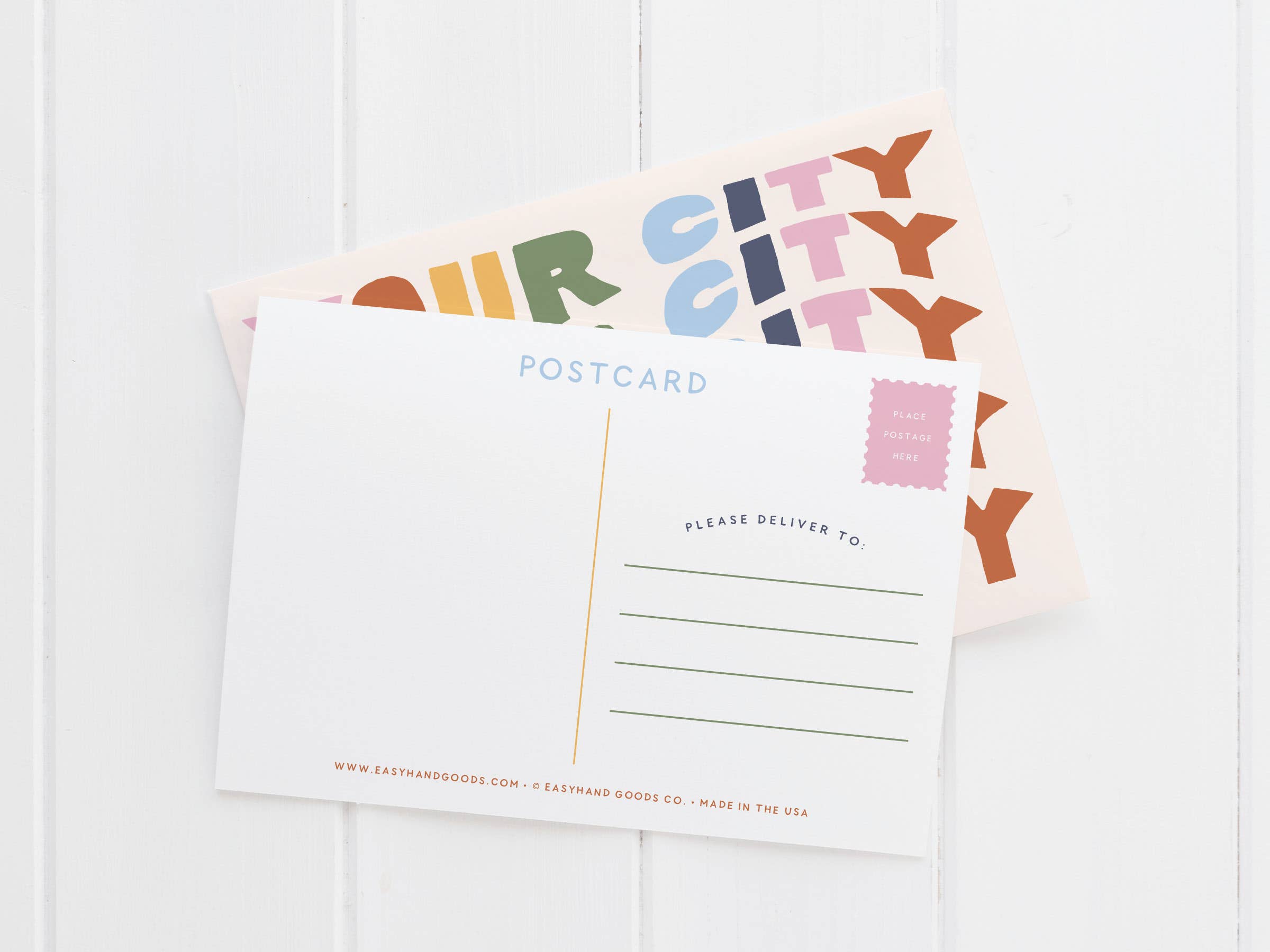 Easyhand Goods – formerly Onderkast - Wholesale Postcard - Custom City Wavy Lettering Postcard1