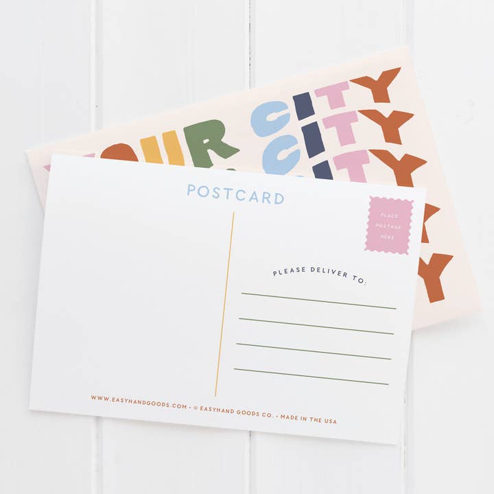 Easyhand Goods – formerly Onderkast - Wholesale Postcard - Custom City Wavy Lettering Postcard1