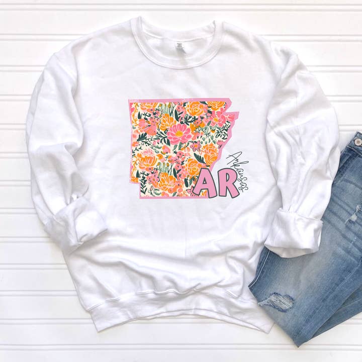 Arkansas-Sweatshirt oder -T-Shirt mit Blumenmuster für Kinder und Erwachsene für den Großhandel von Cotton Threads