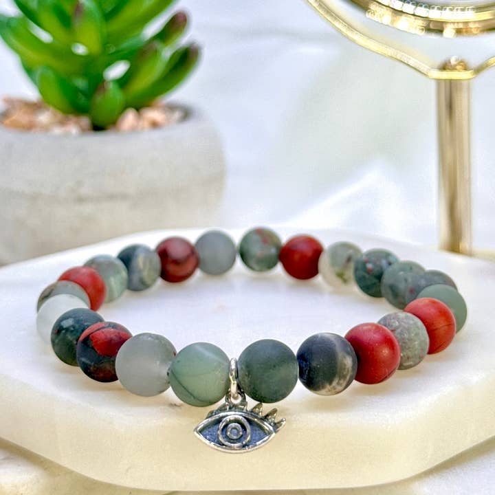 Atelier Ayana - Wholesale Beaded Bracelet - Mana - Elastic Bracelets with Bloodstone in Sterling Silver