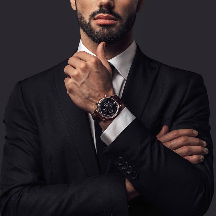 GT collection Jewelry - Wholesale Wrist Watch - Men's - Men's Watch - Brown Leather Strap - Black Watch Face5