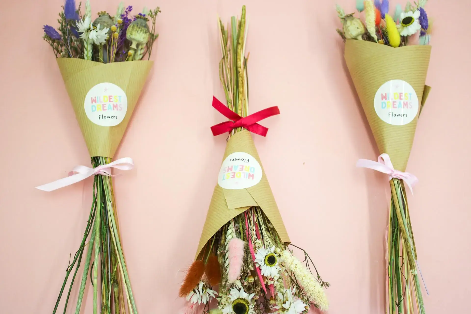 Wildestdreams.flowers - Wholesale Dried/Pressed Flowers - Mini Dried Flower Bouquets | Pink Wildflowers dried bunch2