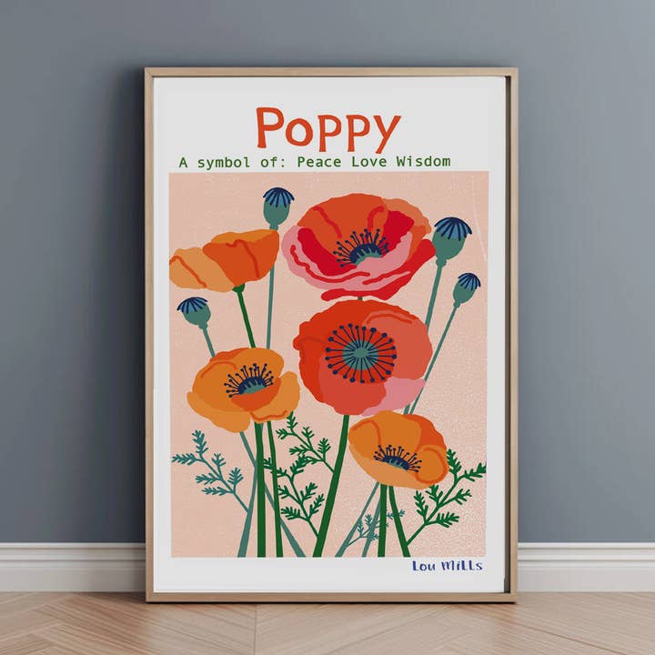 Print A4 - Poppy - Positive Words for wholesale by Lou Mills