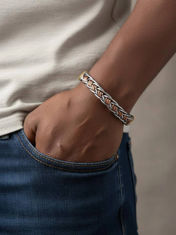 Bracciale da Uomo Africano in Alluminio e Rame a Spirale per la vendita all'ingrosso da parte di Afrikan Authentix