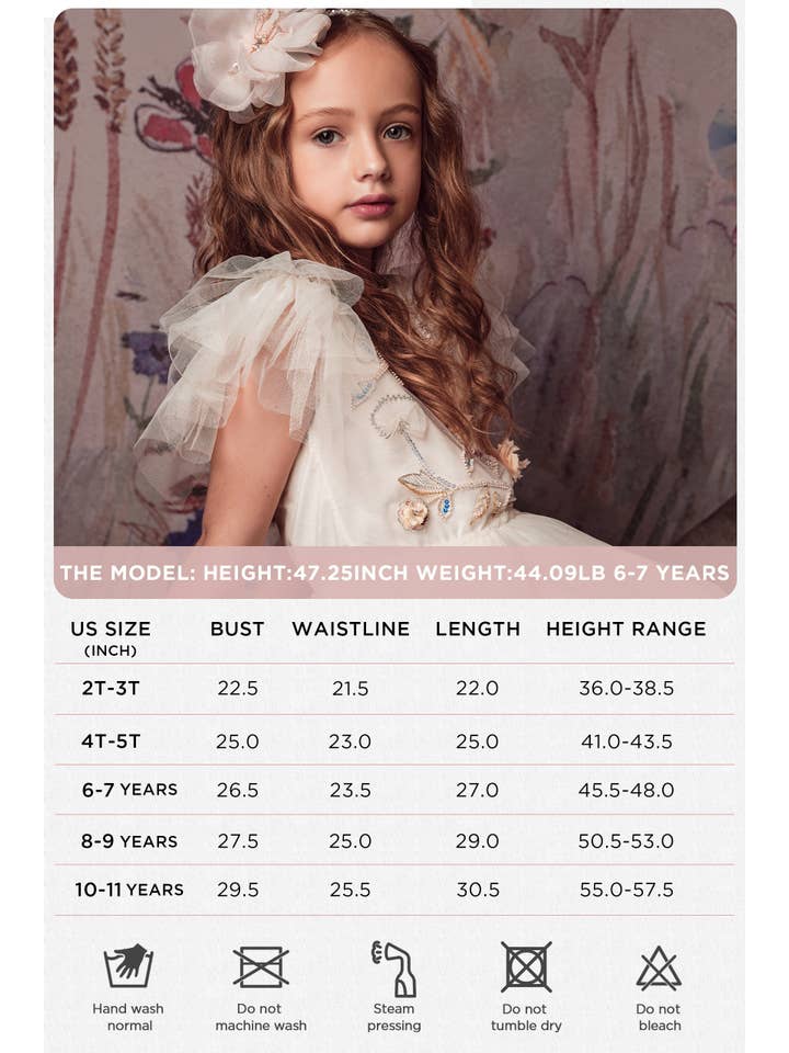 Tutuland - Vendita all'ingrosso Vestito - Bambini - Abito da sposa con fiori ricamati a fiori in pizzo