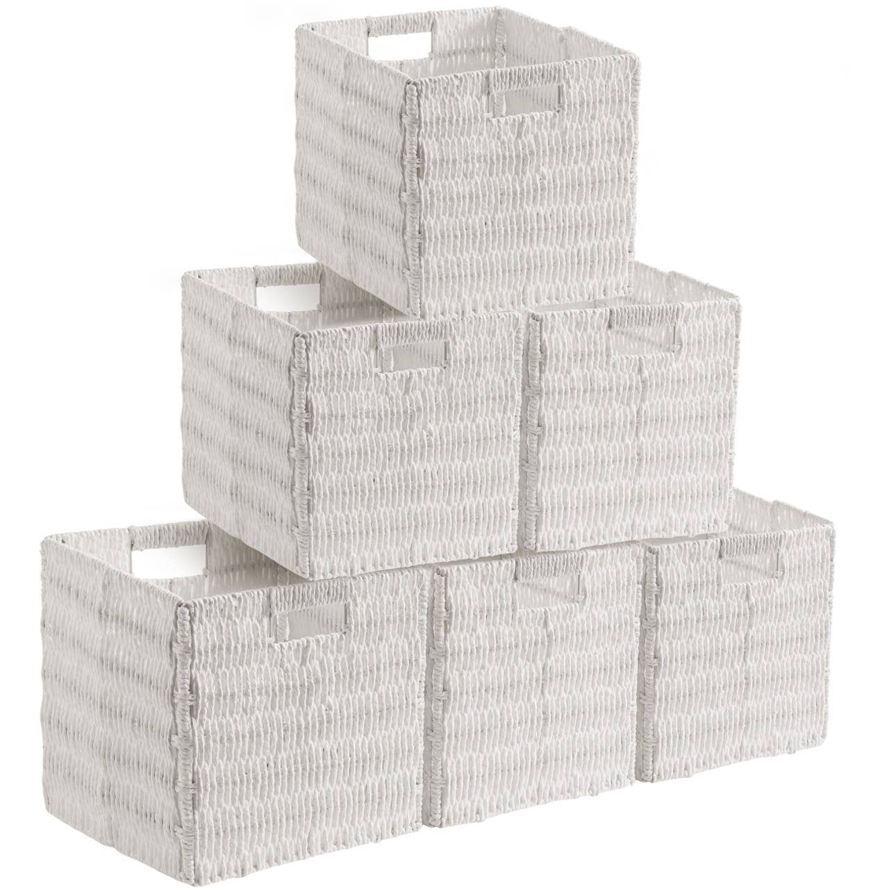 Ornavo Home - Wholesale Storage Bin - Foldable Paper Wicker Storage Shelf Basket Bin with Handles11