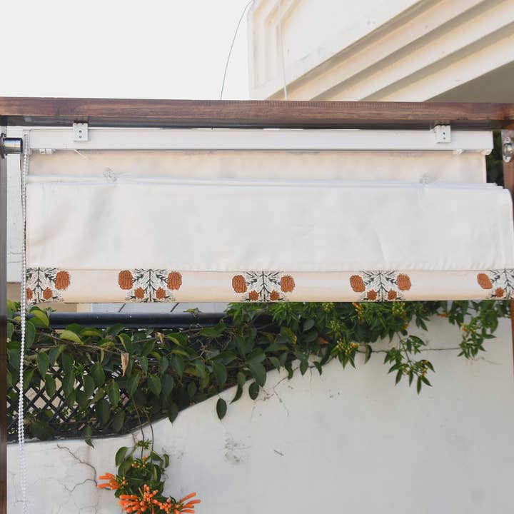 Fabdivine - Wholesale Blinds - Block Print Thick Cotton Floral Roman Shade: Swadesh3