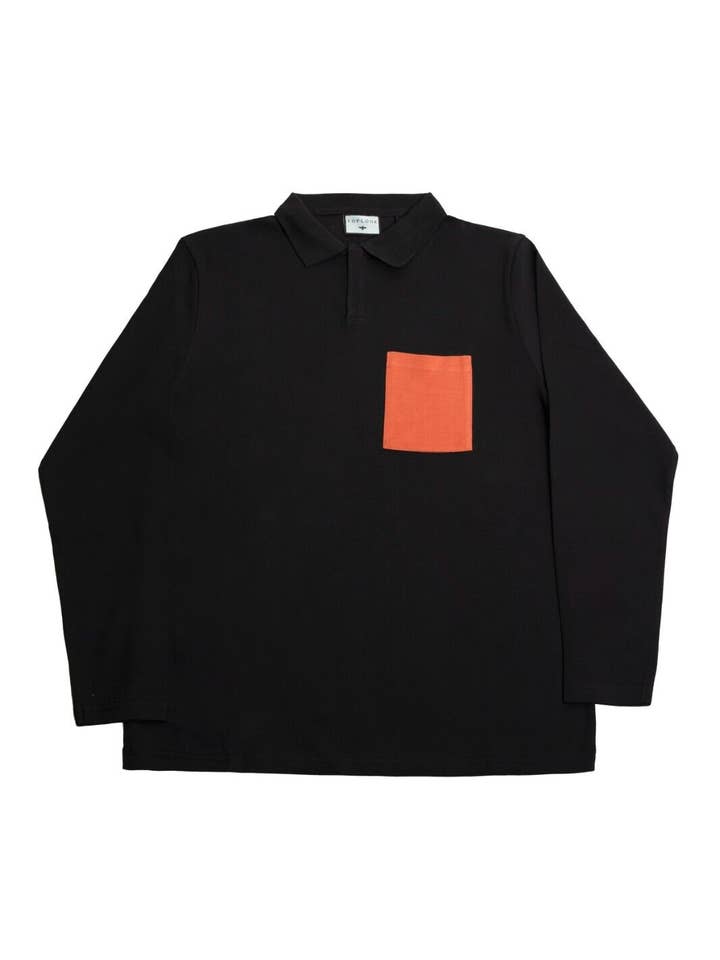 Polo para homem manga comprida Regular Fit T-Shirt - Preto por atacado de Bakaruda