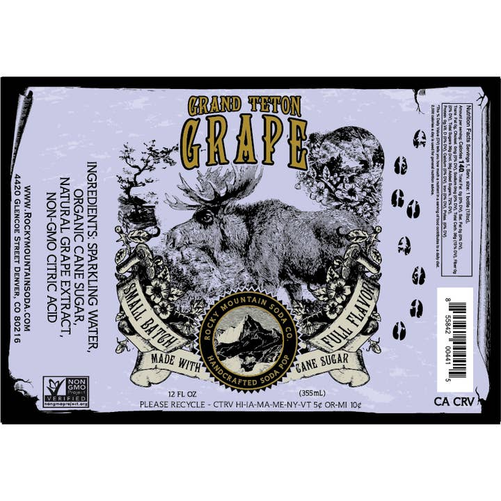 Rocky Mountain Soda - Wholesale Soda/Carbonated Drink - Grand Teton Grape Soda Pop (BOTTLES ONLY)1
