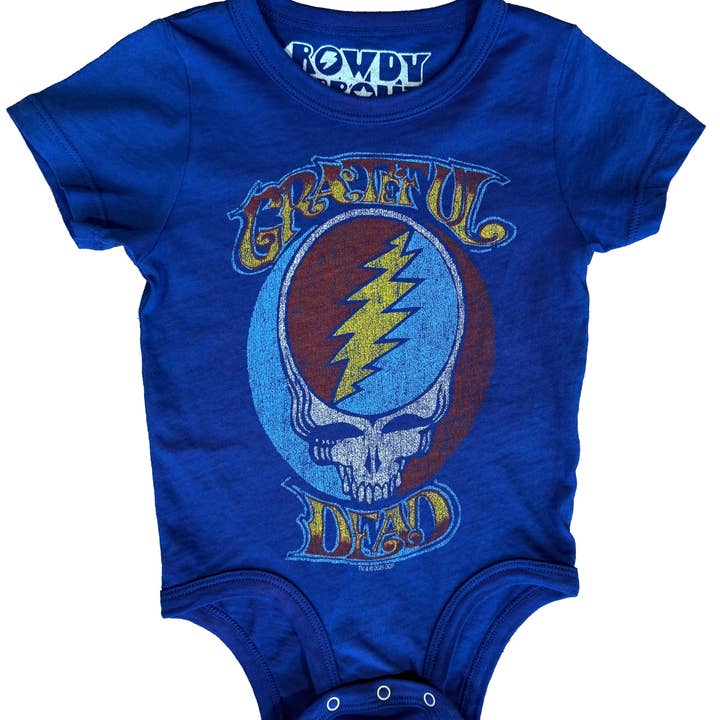 Grateful Dead Klassischer Stealie SS True Blue Strampler für den Großhandel von Rowdy Sprout
