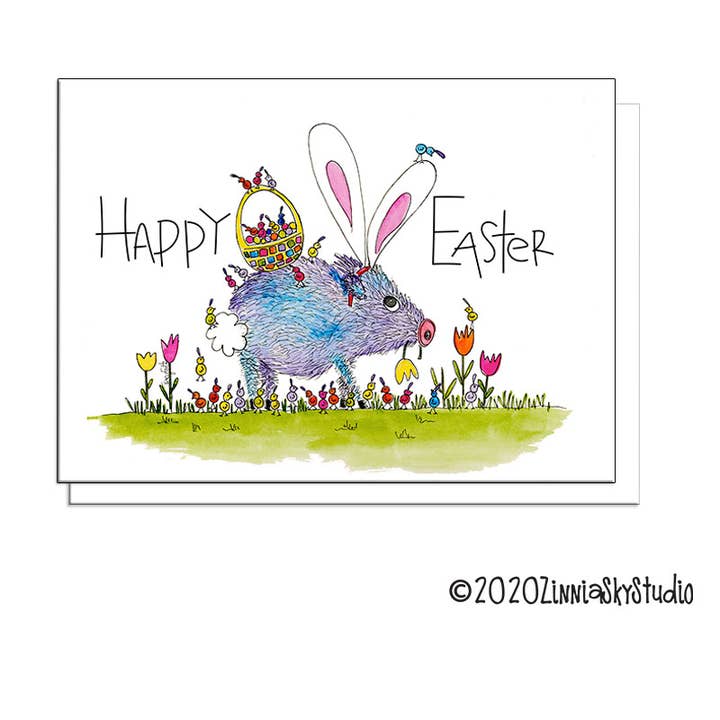 Javelina Pig Chickies | Easter Card for wholesale by Zinnia Sky Studio LLC
