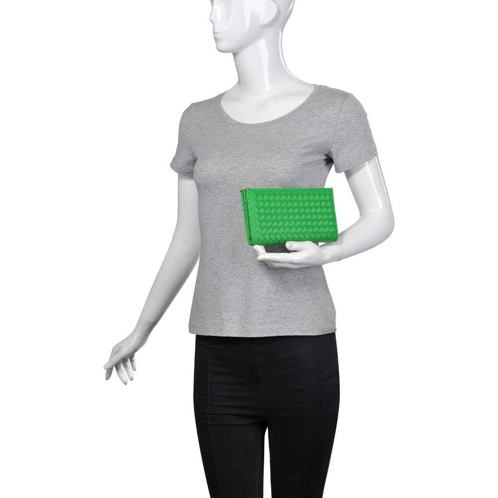 Moda Luxe - Vente Portefeuille – femme - Portefeuille Thalia en cuir végan tressé avec fermeture à bouton-pression et zip33