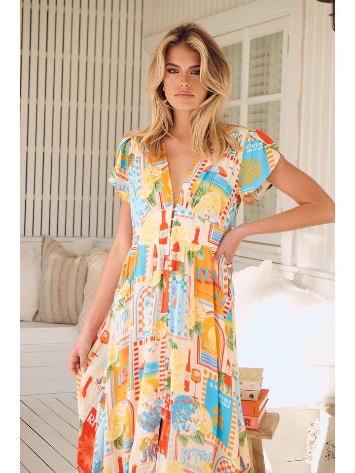 Jaase - Wholesale Dress - Women's - SUN LOUNGER PRINT TABITHA MAXI DRESS