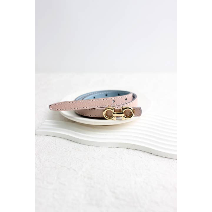 ESLEY - Wholesale Belt - Women's - A2503DJN31845 - Slim Reversible Leather Belt with Gold7