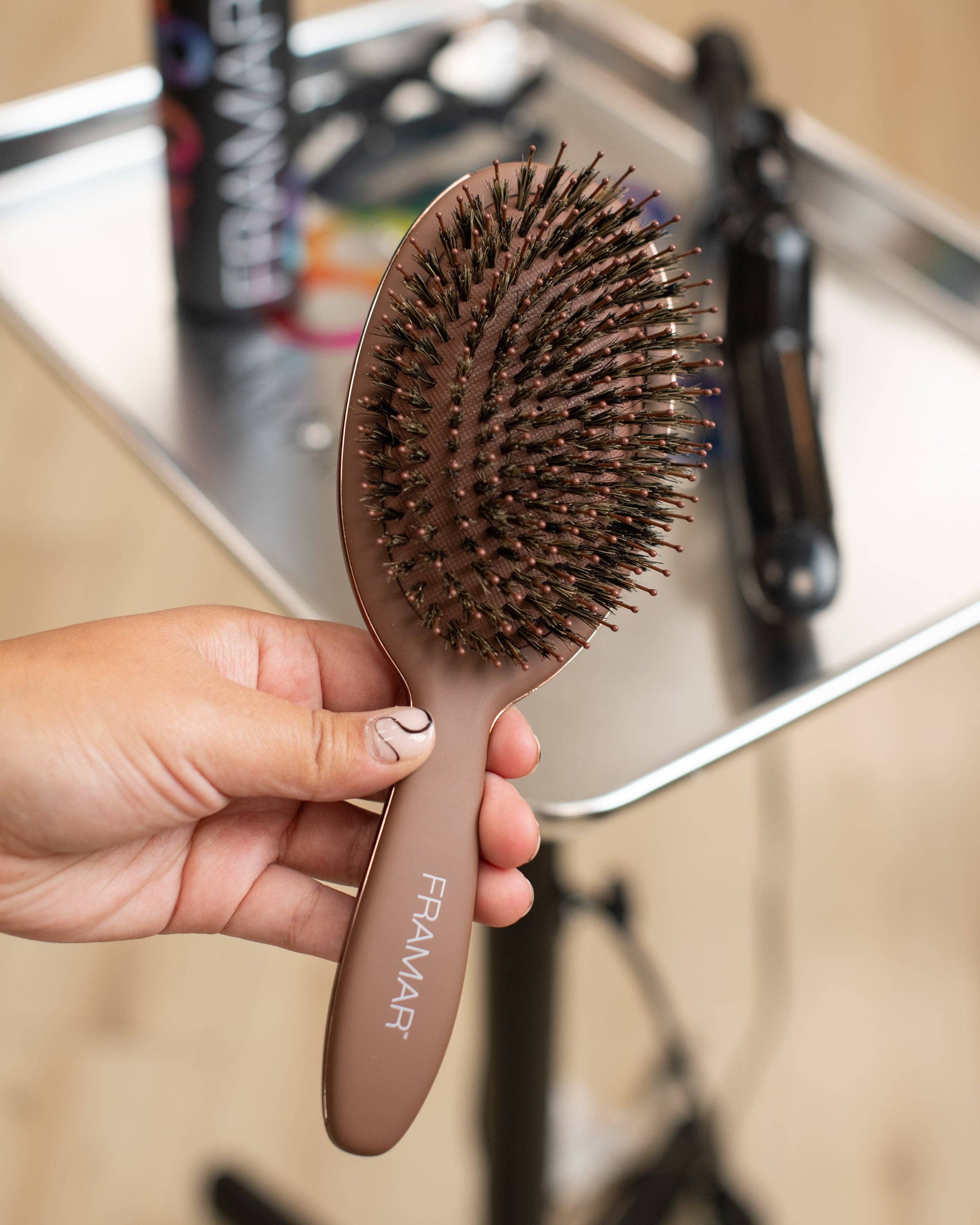 Framar Hair Brushes & Hair Accessories - Wholesale Hair Brush/Comb - FRAMAR Boar Bristle Hair Brush, Boar Brush For Hair - Brown8