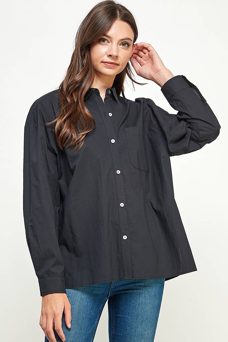 FUN2FUN - Wholesale Button Down Shirt - Women's - POPLIN COTTON BUTTON DOWN POCKET SHIRT14
