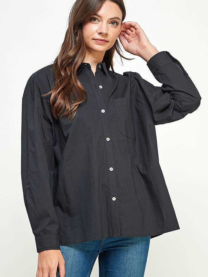 FUN2FUN - Wholesale Button Down Shirt - Women's - POPLIN COTTON BUTTON DOWN POCKET SHIRT14