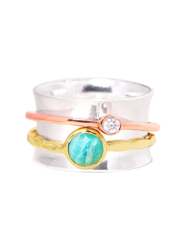 Anneau rotatif tricolore Amazonite - SF pour la vente par Zoey Simmons