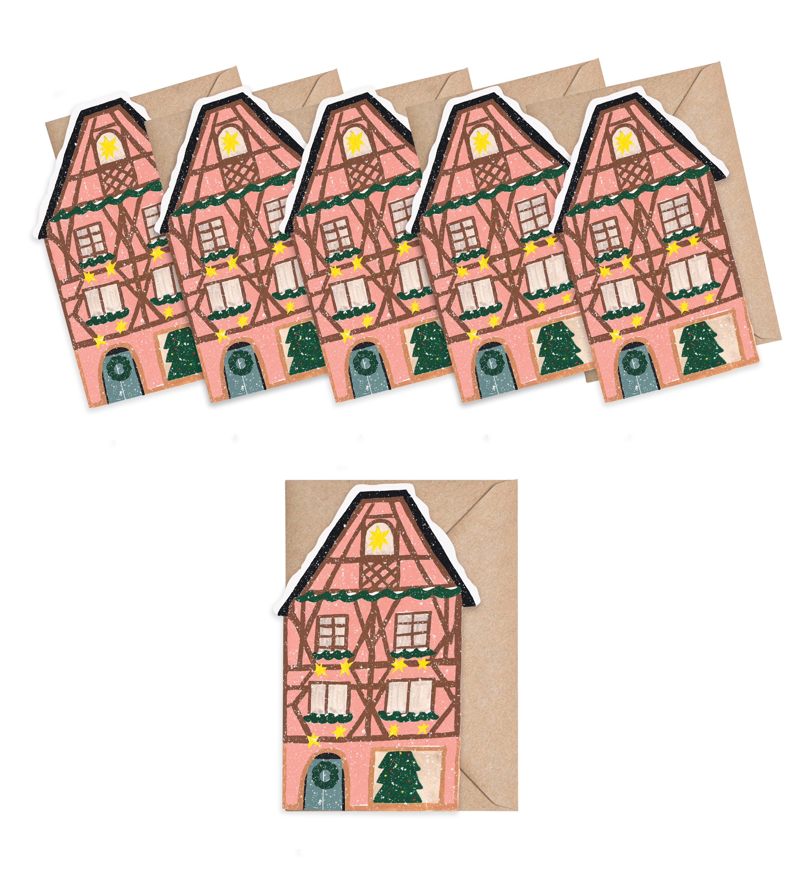 Isatopia – Engroshandel Brevpapir/sæt med noteskort – Pink Cottage Mini Kort - æske med 61